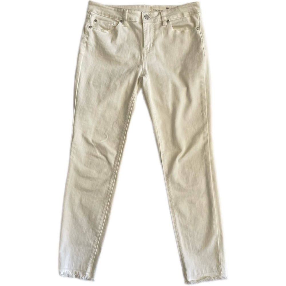 Vince Camuto Womens White Denim Mid-Rise Ankle Length Frayed Hem Jeans Size 28/6